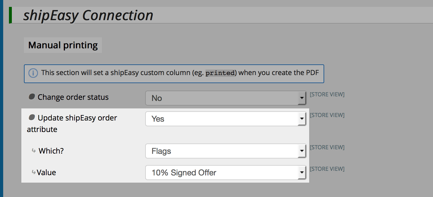 Auto-set custom flag on printing with pickPack and shipEasy combo